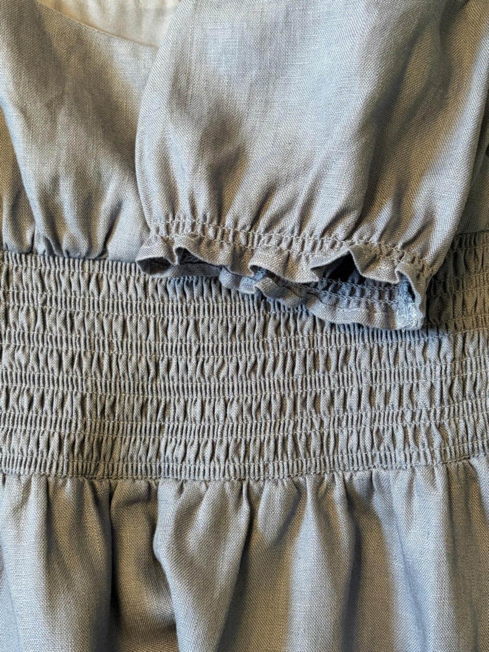 NEW Reformation Adler Linen Midi Smocked Puff Sleeve Dress Cornflower Blue US 2 - Picture 10 of 14